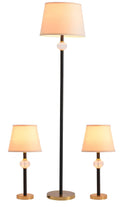 #00332 3pc Table/Floor Lamp Set in Brushed Brass