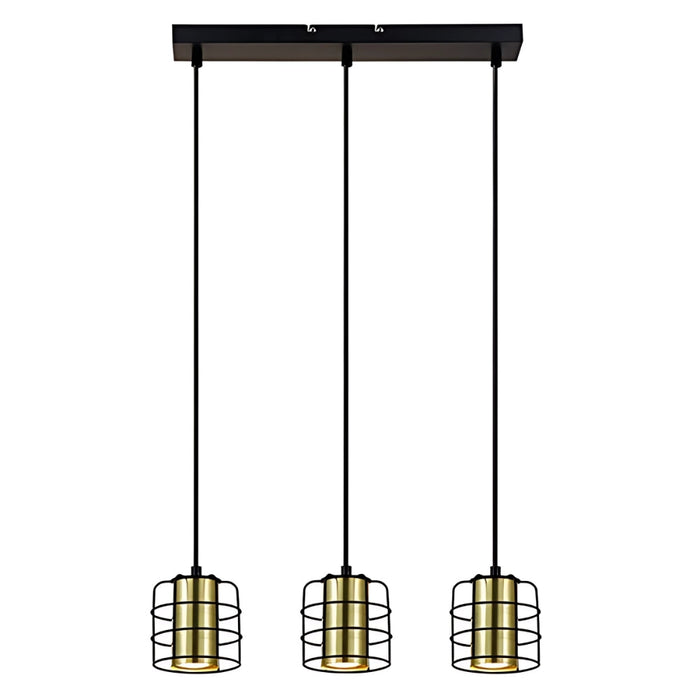 20163C 3 Light Hanging Light in Black/Matt Brass