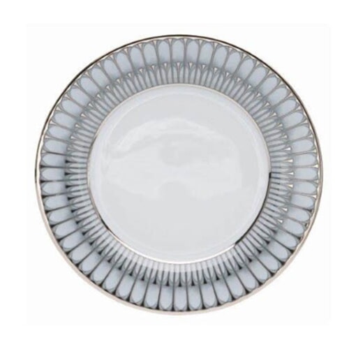Arcades Grey & Platinum Dessert Plate by Philippe Deshoulieres