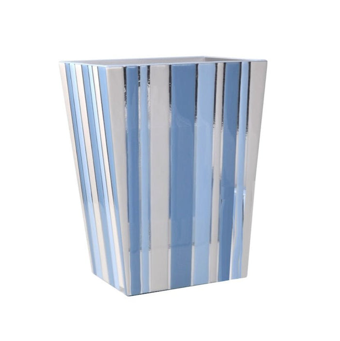 Blue and Silver / Straight Wastebasket + Liner (8.75"L x 7"W x 11.5"H)