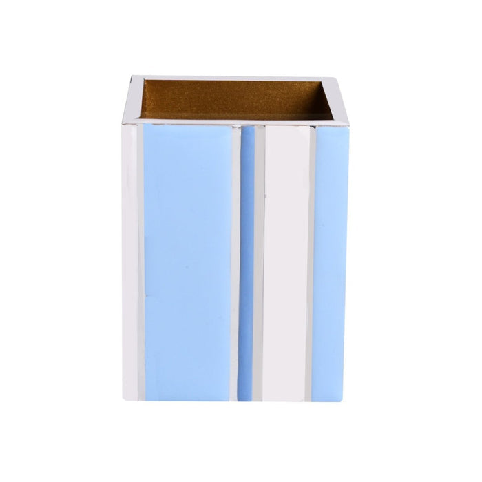 Blue and Silver / Make Up Brush Holder ( 3.25"W x 4.25"H)