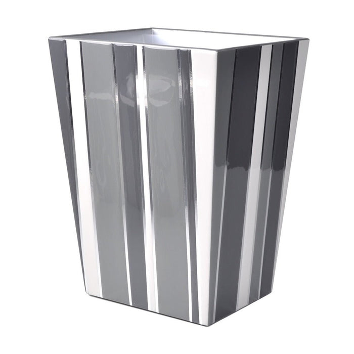 Gray and Silver / Straight Wastebasket + Liner (8.75"L x 7"W x 11.5"H)