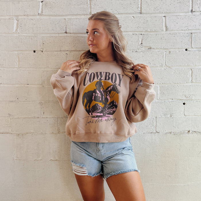 "Cowboy Take Me Away" Cropped Graphic Sweatshirt