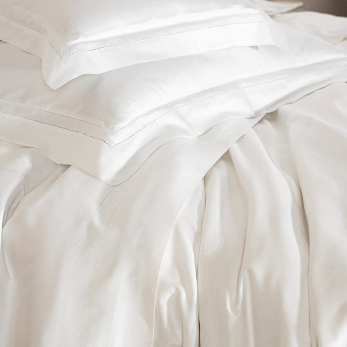 Frette Doppio Ajour Bedding Detail of Hemstitch in White - Fig Linens and Home