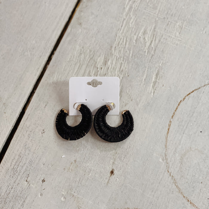 Earrings | Black Woven Hoops