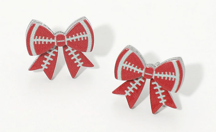 Game Day Football Bow Stud Earrings
