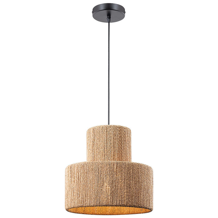 Pendant 1-Light #P88791-BK -Matte Black/Beige