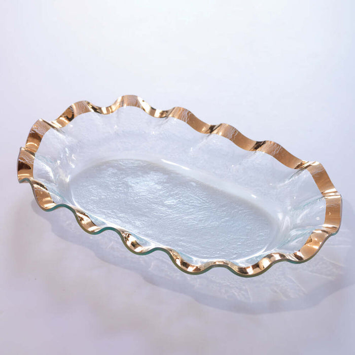 Ruffle Large Shallow Oval Serving Bowl by Annieglass