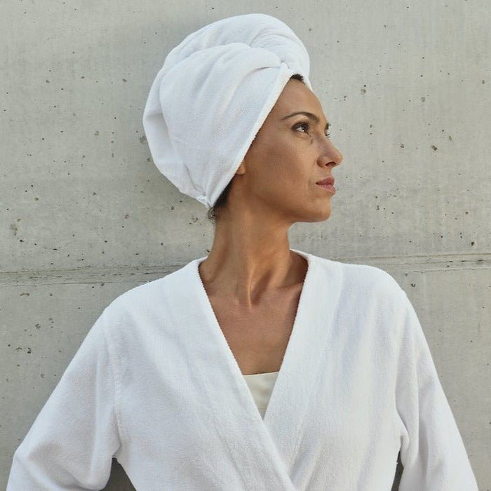 Abyss and Habidecor Spa Hair Towels -  Side View at Fig Linens and Home