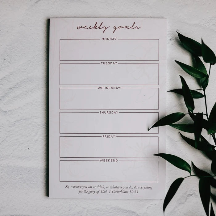 Weekly Goals Notepad/Blush Floral